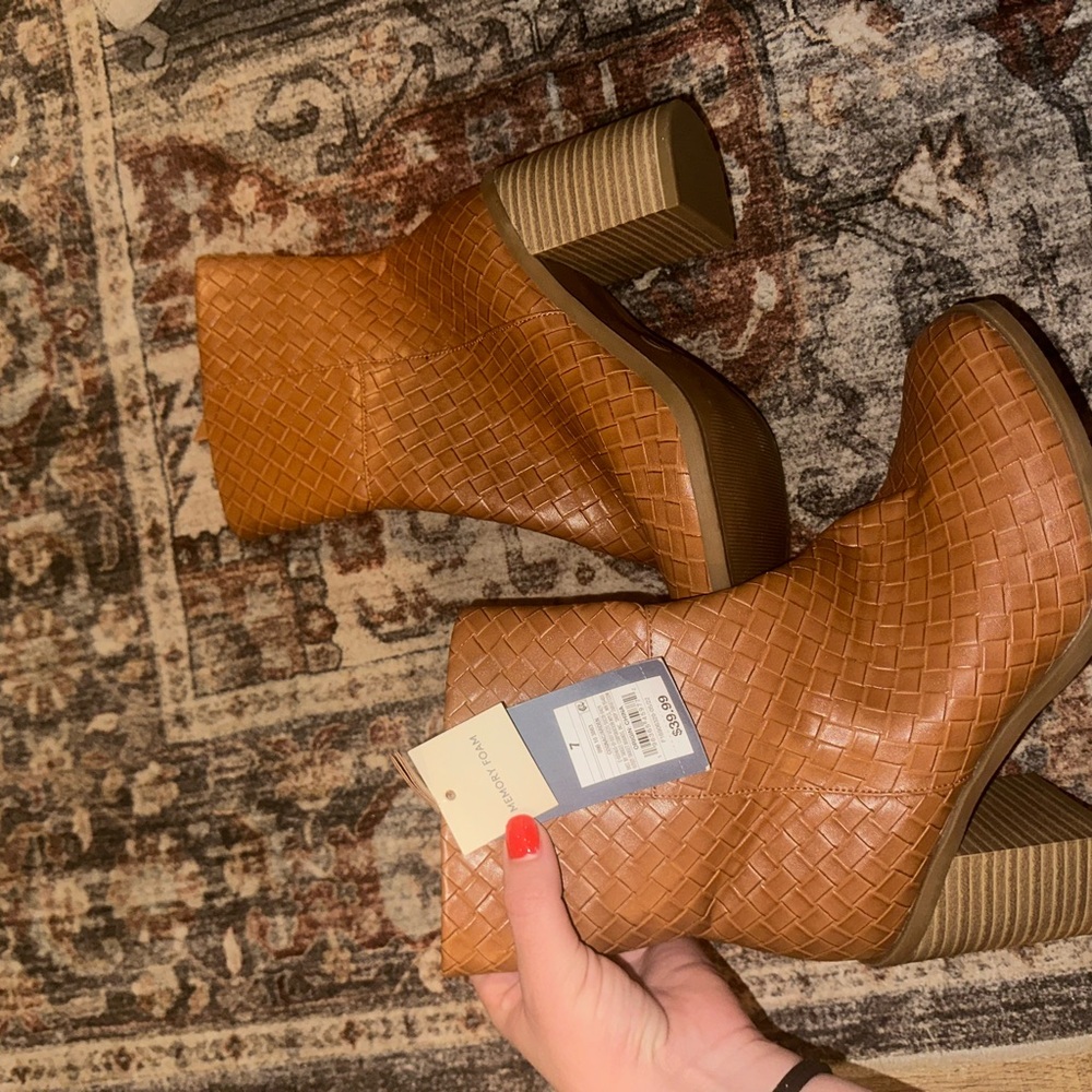 Woven Tan Ankle Boots